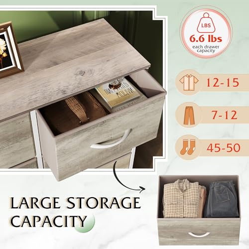 WLIVE Fabric Dresser for Bedroom, Tall Dresser with 8 Drawers, Storage Tower with Fabric Bins, Double Dressers, Chest of Drawers for Closet, Living Room, Hallway, Greige - color: Greige, style: General