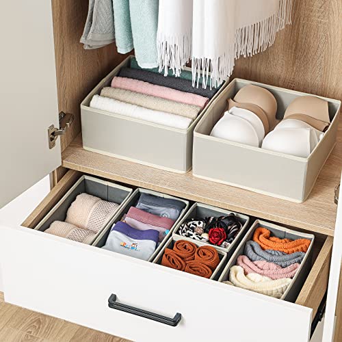 Stero 6 Pack Drawer Organizers for Clothing, Dresser Drawer Organizer Clothes, Fabric Foldable Closet Organizers and Storage Basket Bins for Clothes, Underwear, Bras, Socks (Light Grey) - color: Light Grey