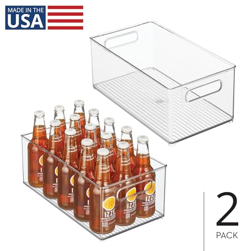iDesign Stackable Fridge Bin - Kitchen Storage Bin for Pantry, Cabinets, or Fridge, Set of 2, Clear - style: Pack of 2
