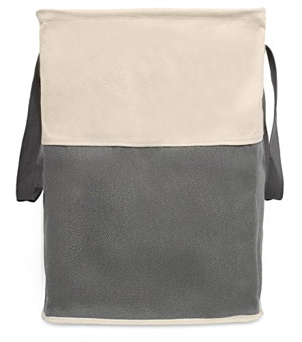 BirdRock Home Square Cloth Laundry Hamper with Handles - Dirty Clothes Sorter - Easy Storage - Foldable - Grey and White Canvas - color: Grey