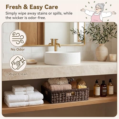 GRANNY SAYS Wicker Storage Baskets for Shelves, Wicker Basket for Organizing, Decorative Basket, Woven Baskets for Pantry Storage, Brown, 1-Pack - color: Brown, size: 15¼"L x 11¾"W x 4¾"H