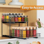 RCHYFEED Spice Organization for Cabinet,2 Tier Pull out Spice Rack Organizer for Inside Cabinets & Pantry, Slide out Heavy Duty Spice Shelf Rack for Kitchen Seasoning (11.5" Wx10.5 Dx9.5 H) - size: 2 Tier-11.5''Wx10.5''Dx9.5''H