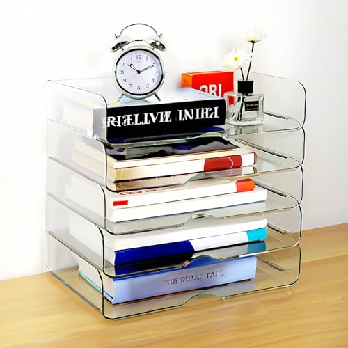 DCA Large Capacity Desk Organizer, 4 Tier Paper Organizer, File Organizer for Desk, Stackable Paper Tray for Office, Home and School