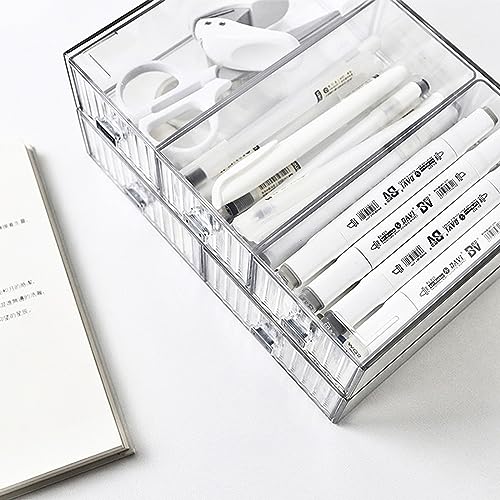 Desk Drawer Organizer, Stackable Office Supplies Desk Organizer, Plastic Plastic Storage Drawer, Desk Grocery Organizer For Stationery/Office Supplies (Clear, 3 Compartment) - color: Clear, size: 3drawers