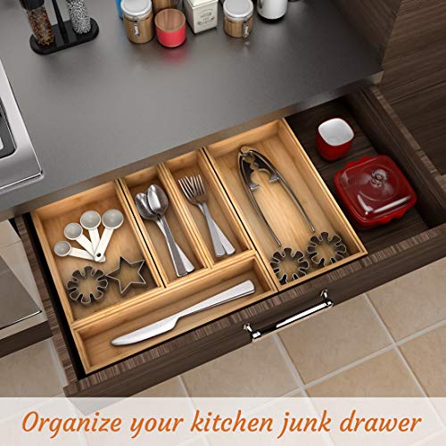 Utensil Organizer Silverware Drawer Organizer - Stackable Bamboo Flatware Caddy Cutlery Holder, Wooden Storage Boxes Tray for Bedroom,Office, Bathroom, Vanity & Garage Tool Organization(9"6"2.5") - size: 9x6x2.5inch