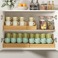 Hongtamoya 2-Tier Expandable Bamboo Mug Holder Coffee Mug Rack Organizer for Countertop, Multi-Functional Mug Display Shelf for Coffee Bar, Kitchen, and Home (15.35"~29.92") - size: (15.35~29.92'')L*8.86''W*4.53''H