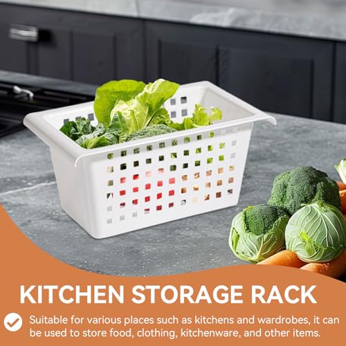 2 Pack Under Shelf Storage Basket Organizer,Hanging Storage Baskets,Hanging Basket for Closet Wardrobe Kitchen for Expandable Rod Under Sink Organizer