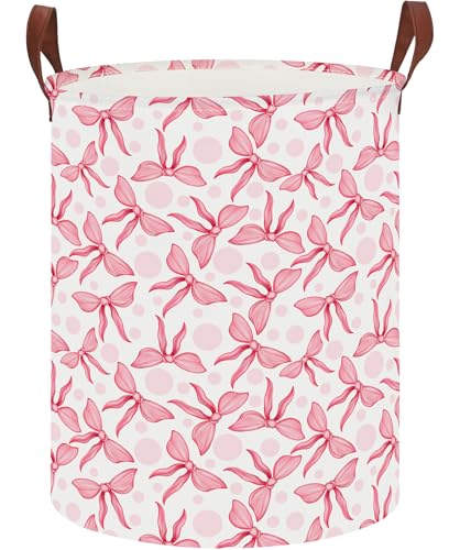 NTAOHAMPER Laundry Hamper,Laundry Basket,Baby Nursery Hamper,Waterproof Storage Bin,Clothes Organizer Basket,Room Decor(Pink Bowknot) - color: Pink Bowknot