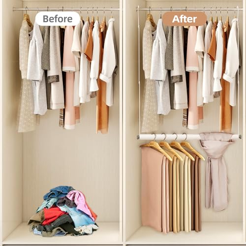 STORAGE MANIAC Adjustable Closet Rod Extender - Heavy Duty Space-Saving Clothes Hanging Bar, 1 Pack White - style: 1 Pack White