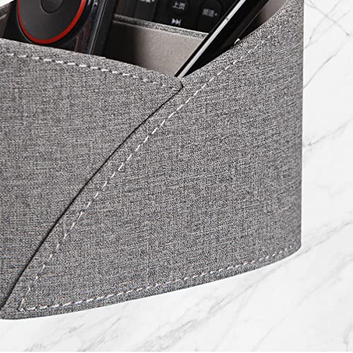 PU Leather Remote Control Holder with 3 Compartments, Modern Design Desk Accessories Workspace Organizer for Office/School/Home, Modern Nightstand Caddy Organizer for Makeup/Vanity/Stationery,Grey - color: Grey