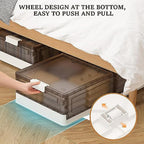 Under Bed Storage Containers - 2Pack, Stackable Under Bed Rolling Storage Plastic Containers, 13.5Gal Storage Bins with Wheels, Multi-purpose Storage Bins with Lids for Clothes, Shoes, And Duvets - size: 13.5 Gal - 2 Pack