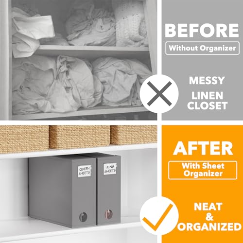 SpaceAid 2 Pack Bed Sheet Organizers and Storage, Foldable Sheet Organizer for Linen Closet, Sheets Set Folder Keeper with Window XL (Queen & King Size) Organizing Bedding Container, Gray - color: Gray, size: 2 Pack