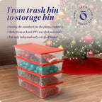 HOMZ 4-Pack Holiday Tote, Clear Plastic Storage Organizer Bins with Lids, 41 Quart, Red - Stackable Organizing Containers for Home, Garage, and Office - size: 41 QT (4 Pack)
