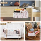 Bedside Caddy Hanging Storage Bag Pink Bows Print Bedside Organizer Caddy for Bunk, Dorm Room, Hospital Beds - Place Magazines / Remotes / Keys