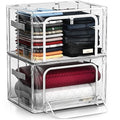 Sorbus Storage Bins with Metal Frame - Stackable & Foldable Clothes Organizer Bags - Clear Soft Plastic Storage Containers (2 Pack, Medium) - size: Medium, style: 2 Pack