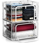Sorbus Storage Bins with Metal Frame - Stackable & Foldable Clothes Organizer Bags - Clear Soft Plastic Storage Containers (2 Pack, Medium) - size: Medium, style: 2 Pack
