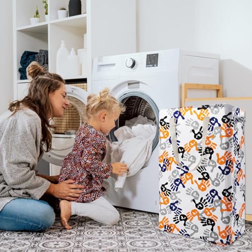 Odonata Slim Laundry Hamper Handles Collapsible Laundry Basket Thin Dirty Clothes Basket Narrow Laundry Bag Foldable Dirty Hamper 48L (Palm) - color: Palm