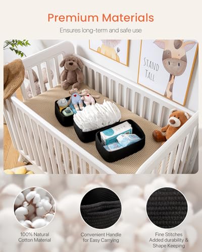 Small Woven Basket, 12 x 8 x 4.5 Inches, Storage Basket for Organizing, Cute Small Rope Shelf Closet Cube Storage Bins Baskets for Shelves, Dog Toy Gift Baskets Empty, 3 Packs, Black - color: Black, size: 12"L x 8"W x 4.5"H
