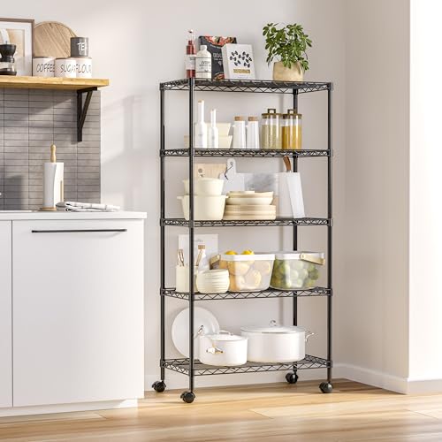Seville Classics Solid Steel Wire Shelving Storage Unit Adjustable Shelves Organizer Rack, for Home, Kitchen, Office, Garage, Bedroom, Closet, Black, 5-Tier, 30" W x 14" D (NEW Model) - color: Black, size: 5-Tier, 30" W x 14" D (NEW MODEL)
