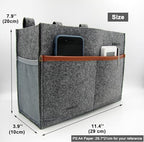 Bedside Caddy, Hanging Storage Bag, Chair Organizer Caddy, Remote, Magazine, Drink Bottle, Cell Phone Holder with Fixed Straps for Hospital Bed, Dorm Bed, Baby Stuff, Office (Grey Small)