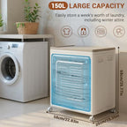 Garvee Rolling Laundry Hamper with Lid, 150L Large Capacity Clothes Hampers Plastic Collapsible Laundry Baskets with Wheels Collapsible Sturdy Storage Organizer Boxes Bins Baskets Chest - size: 150L
