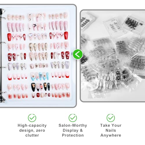 Clear Press on Nails Storage Box Press on Nail Organizer Binder Salon Art Display Supplies Packaging Book Sample Exhibition with Double-sided Adhesive Medium A5 - color: A5-Medium