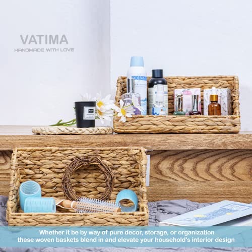 VATIMA Water Hyacinth Storage Baskets for Organizing, Medium Open-Front Wicker Basket for Kitchen, for Shelves, 11.8” x 7.5” x 5.5”, 2 Pack - color: Water Hyacinth, size: 2-Pack Open-Front (11.8"L x 7.5"W x 5.5"H)