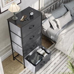 YITAHOME Storage Tower with 4 Drawers - Fabric Dresser, Organizer Unit for Bedroom, Living Room, Closets - Sturdy Steel Frame, Easy Pull Fabric Bins & Wooden Top - color: Cool Black Grey Ash, style: 4-Drawer
