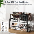 DIMJ Boot Rack 3-Tier - Black Metal Boot Storage Rack for Tall Boots Organizer Tall Boots, Multiuse Shoe Rack for Boots, Sneakers, High-Heels, Entryway, Fit for 10 Pairs, Black - size: 3-Tier 10 Pair