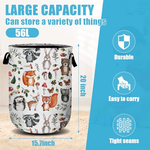 Cute Woodland Animal Laundry Basket, Laundry Hamper Collapsible Oxford Cloth with Handle Clothes Toy Storage Bin for Bathroom Laundry Room Bedroom 15.7 X 20 Inch - color: Cute Woodland Animal