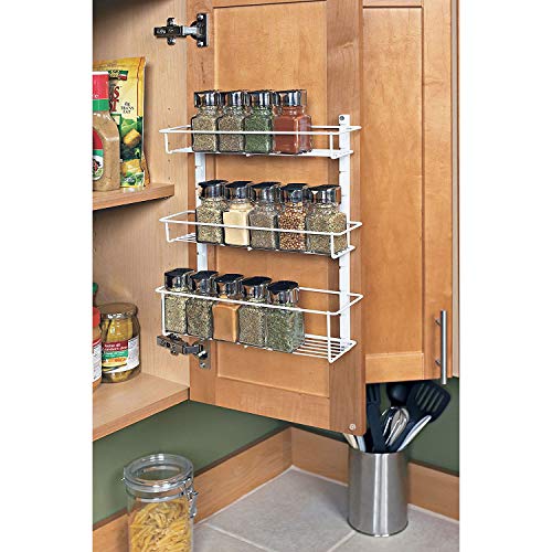 ClosetMaid Adjustable 3 Shelf Spice Rack Organizer Kitchen Pantry Storage for Cabinet Door or Wall Mount with Metal Shelves, White (2 Pack)