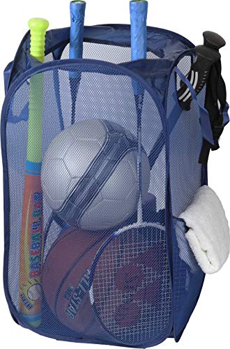 Simple Houseware Mesh Pop-Up Laundry Hamper Basket with Side Pocket, Dark Blue - 2 Pack - color: Dark Blue, size: 2 Pack