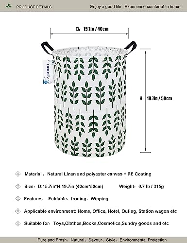 Round Waterproof Laundry Basket,Foldable Storage Basket,Laundry Hampers with Handle,Gift Basket,Suitable For Children's Room and Toy Storage (Leaf) - color: Leaf