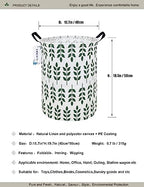 Round Waterproof Laundry Basket,Foldable Storage Basket,Laundry Hampers with Handle,Gift Basket,Suitable For Children's Room and Toy Storage (Leaf) - color: Leaf