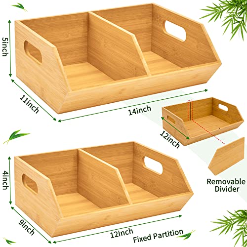 2 Set Bamboo Storage Bin, Pantry Organization and Storage Baskets, Kitchen Organization, Potato and Onion Storage Bin - Ideal for Pantry, Countertop, and Vegetable Storage