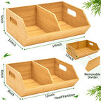 2 Set Bamboo Storage Bin, Pantry Organization and Storage Baskets, Kitchen Organization, Potato and Onion Storage Bin - Ideal for Pantry, Countertop, and Vegetable Storage