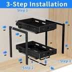 BOIVSHI Pull Out Spice Racks for Inside Cabinets, 2-Tier Cabinet Spice Rack Organizer, Height Adjustable Vertical Spice Rack for Kitchen Cabinet (7.5''Wx10.8''Dx9.2''H, Metal Black) - size: 7.5''Wx10.8''Dx9.2''H,2 Tier
