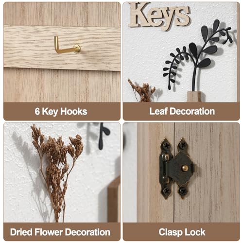 Key Holder Wall Mount Key Holder for Wall, Rustic Vase Key Hooks for Wall Key Hanger with 6 Hooks, Key Storage Box Key Cabinet Key Organizer Key Rack for Home Decor Office Entryway Gift