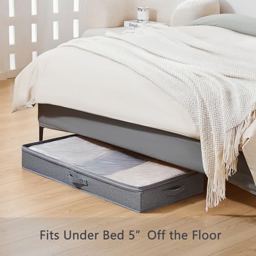 Berdeng 3 Pack Under Bed Storage Containers, Low Profile Underbed Shoes and Clothes Storage Organizer with Sturdy Sidewalls/Bottom, Large Dorm Storage Bins,33 * 17 * 4.5 inches,45L - color: Grey 3 Pack