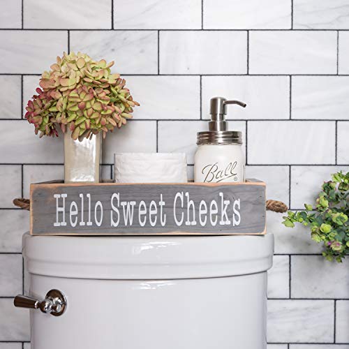 MAINEVENT Nice Butt Bathroom Decor Box, One Box with Print on 2 Sides Farmhouse Bathroom Toilet Decor, Nice Butt Rustic Organizer - color: Grey
