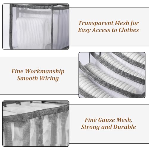 2 Pack Sock Underwear Organizer Dividers, 14 Cell Drawer Fabric Foldable Cabinet Closet Storage Boxes for Ties(Grizzly) - color: Grey, size: 14 Cell
