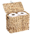 Sumnacon Toilet Paper Basket, Wicker Water Hyacinth Toilet Paper Holder with Handles and Lid, Holds Up to 4 Mega Rolls, Decorative Farmhouse Woven Bathroom Accessories Toilet Tissues Organizer, Small - size: Small