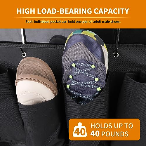 RVZONE RV Shoe Pockets 6 Large Pockets Heavy Hanging Bedside Storage Organizer with Sturdy Hooks for Shoes, Toys and Tools - color: Black, size: Cloth, 1pcs