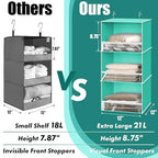 Simple Houseware 3 Shelf Hanging Closet Organizer with Front Stopper, Turquoise - color: Turquoise
