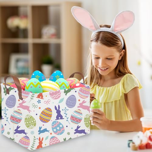 FXOLCSHE Rectangular Easter basket,Nursery Hamper,Collapsible waterproof baby toy storage box for Kids,Toy Organizer,Home Decor,Gift Baskets(Cute egg) - color: Cute egg