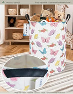 Round Waterproof Laundry Basket,Foldable Storage Basket,Laundry Hampers With Handle,Gift Basket,Suitable for Children's Room and Toy Storage (Butterfly) - color: Butterfly