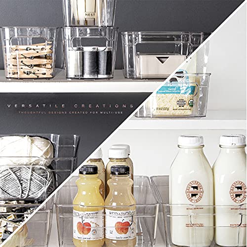 BINO | Stackable Storage Bins, Large - 4 Pack | The Stacker Collection | Clear Plastic Storage Bins | Organization and Storage Containers for Pantry & Fridge | Multi-Use Organizer Bins | BPA-Free - size: 4PK - Large