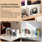 MyGift White Wood Desktop Bookshelf Organizer, Expandable Adjustable Display Shelf Book Rack - color: White