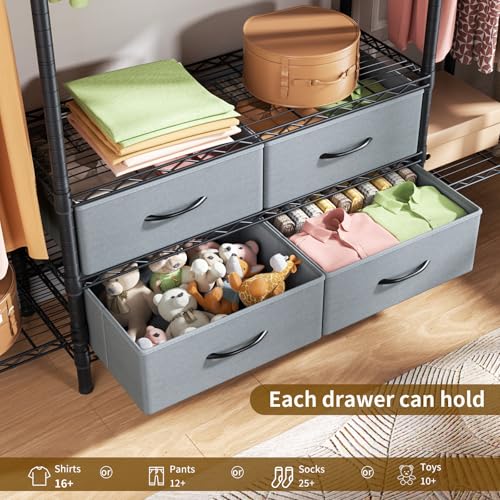 Golpart Heavy Duty Garment Rack Clothes Rack,Large Metal Closet Organizer System Storage Wardrobe,Freestanding Clothing Rack with 8 Adjustable Wire Shelves&3 Hang Rods,MaxLoad 900lbs - color: Black, size: 15.75"D x 61"W x 76.5"H