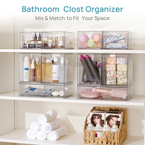 Vtopmart 6 Pack Baby Bottle Organizer Set, Stackable Storage Drawers Ideal for Kichen Countertop, Vanity, Bathroom, Cabinet, Pantry Organization - style: 4 High+2 Wide